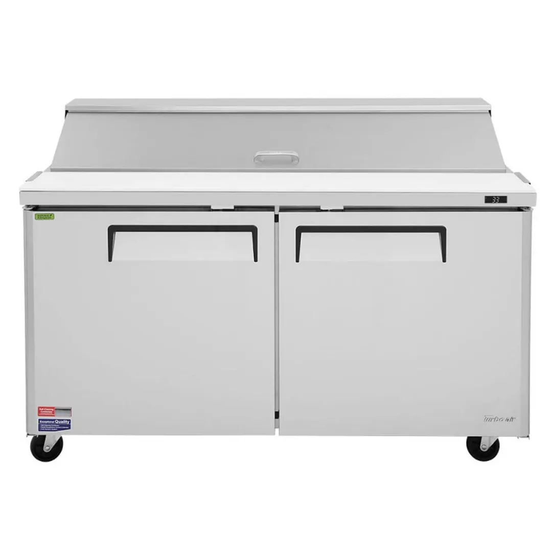 Turbo Air MST-60-N 60" Two Section Sandwich / Salad Prep Table w/ 2 Doors, 16 Pans
