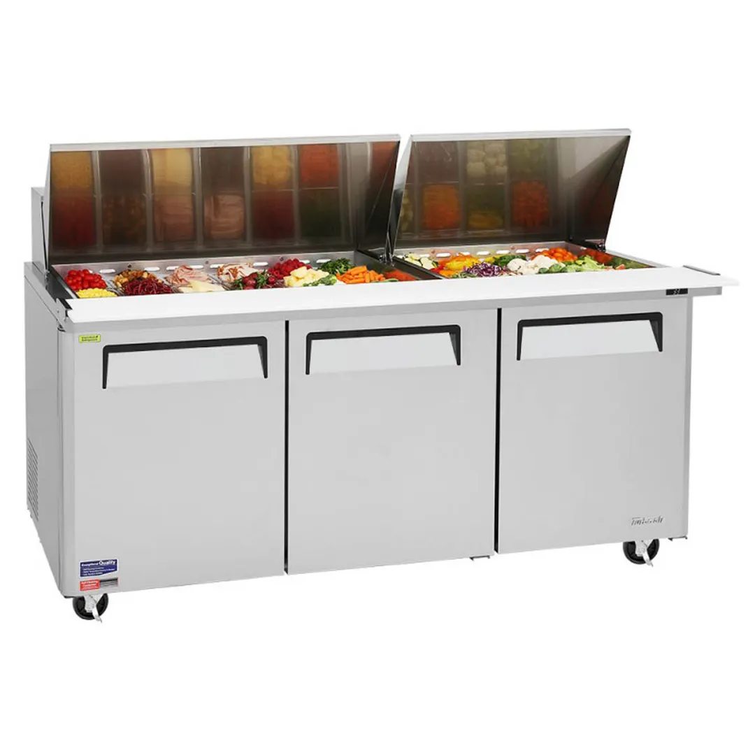 Turbo Air MST-72-30-N 72" Mega Top Sandwich/Salad Prep Table w/ 3 Doors, 30 Pans