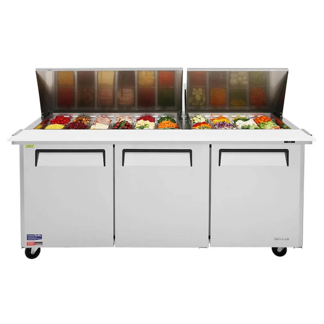 Turbo Air MST-72-30-N 72" Mega Top Sandwich/Salad Prep Table w/ 3 Doors, 30 Pans