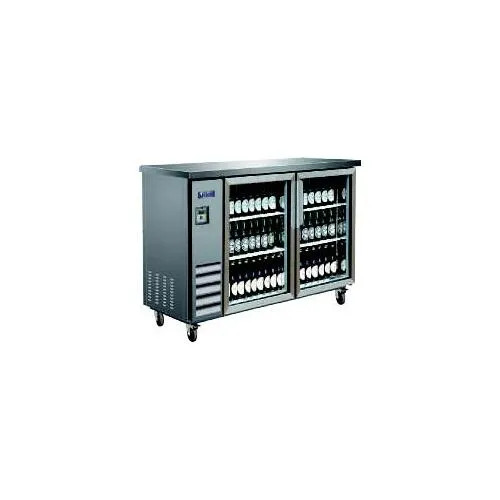 MVP Group IBB61-2G-24SS Bar Cooler, 14.16 cu ft, 61"W×24"D×41.75"H, Glass Doors, R290 Refrigerant