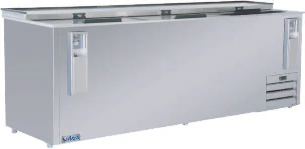 MVP Group IBC-95SS BottleCooler- 26cuft 95-3/10"W×27"D×35"H SS Side ½hp Compressor R290 3 Slide Lids