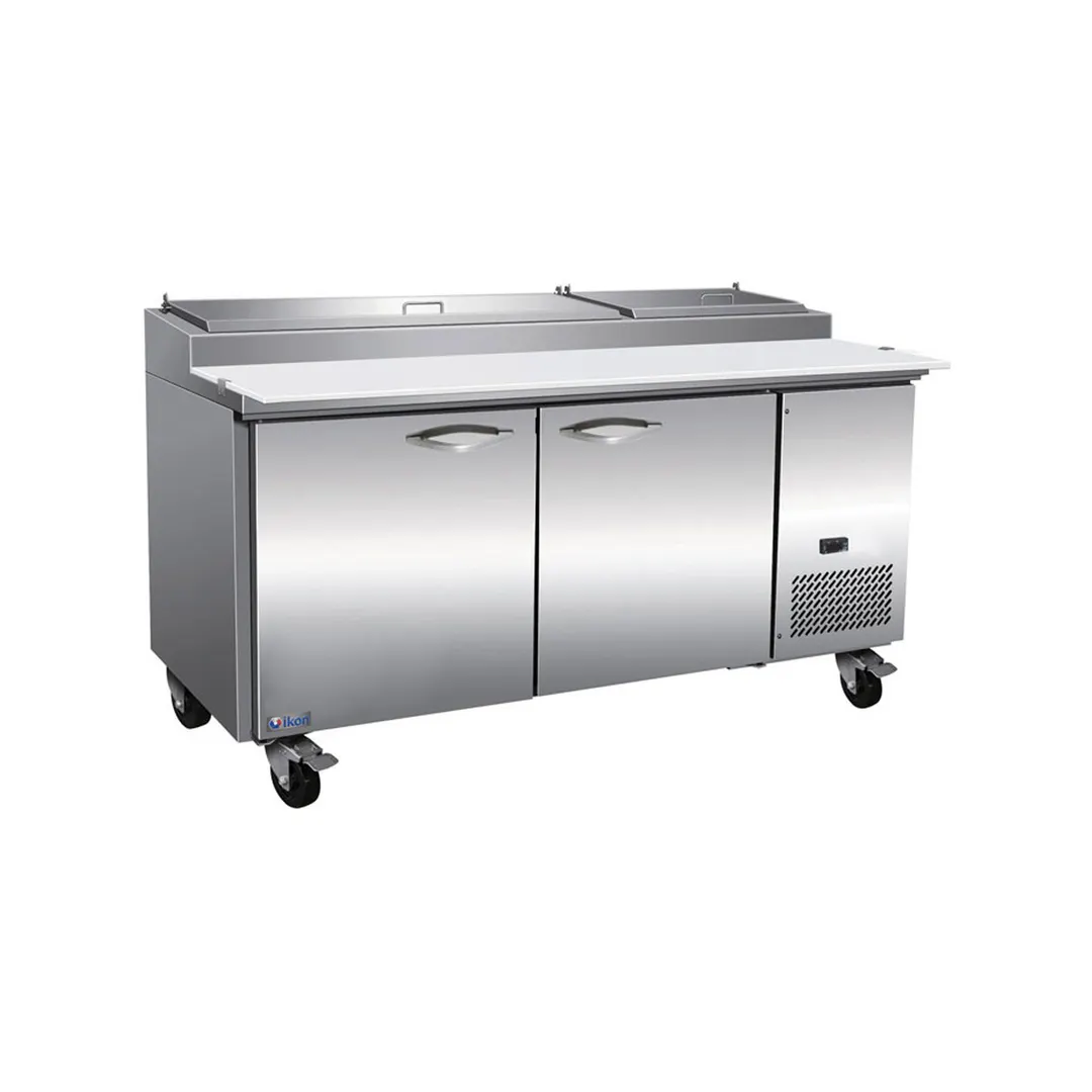 IKON IPP71-2D 70" 2-Section Refrigerated Pizza Prep Table w/ 1 Door & 2 Drawers