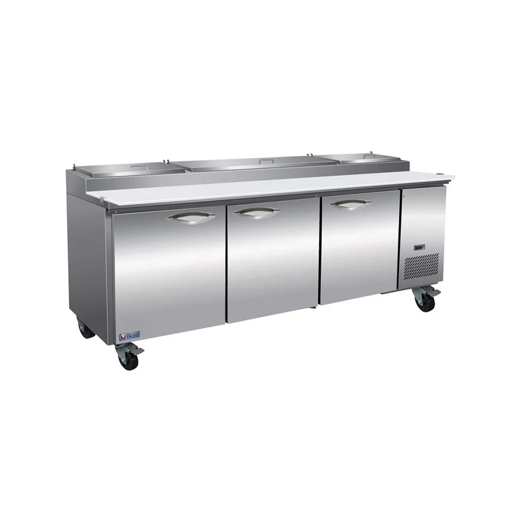 IKON IPP94-6D 94" 3-Section Refrigerated Pizza Prep Table w/ 6 Drawers, (12) 1/3 GN pans