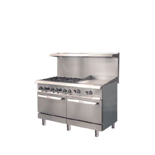 IKON IR-6B-24TG-60 60" Gas Restaurant Range w/ (6) Open Burners, 24" Griddle, (2) Standard Ovens, 306.000 BTU