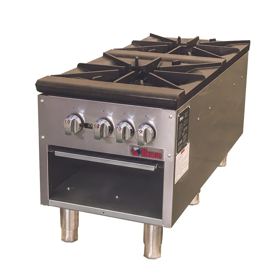 IKON ISP-18-2 18" Gas Stock Pot Range w/ (2) Three Ring Burners, Front to Back Design, Manual Controls, 160.000 BTU