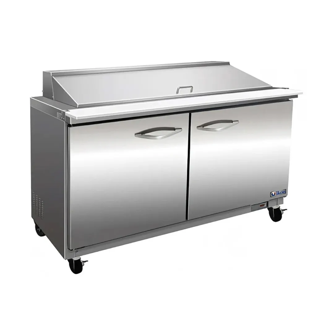 IKON ISP48M 48" Two Section Mega Top Sandwich / Salad Prep Table w/ 2 Doors, 18 Pans