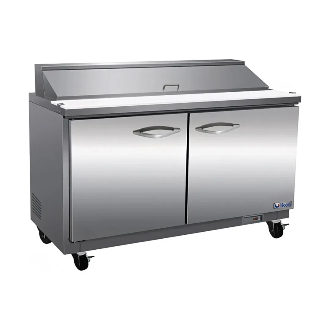 IKON ISP61 61" Two Section Sandwich / Salad Prep Table w/ 2 Doors, 16 Pans