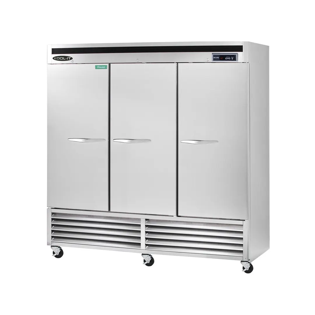 Kool-It KBSF-3 81" 3-Solid Door Reach-In Freezer, Bottom Mounted, 66 cu. ft., Stainless Steel