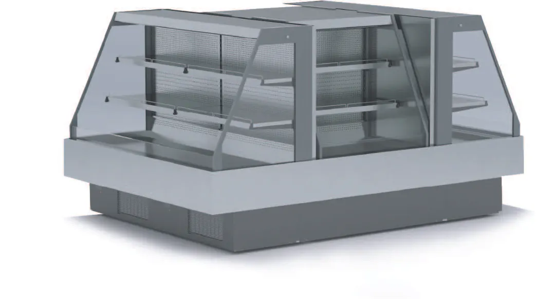 Hydra-Kool KGL-IS-110-R 112" Island Open Air Combination Merchandiser, Remote, 2 Shelves
