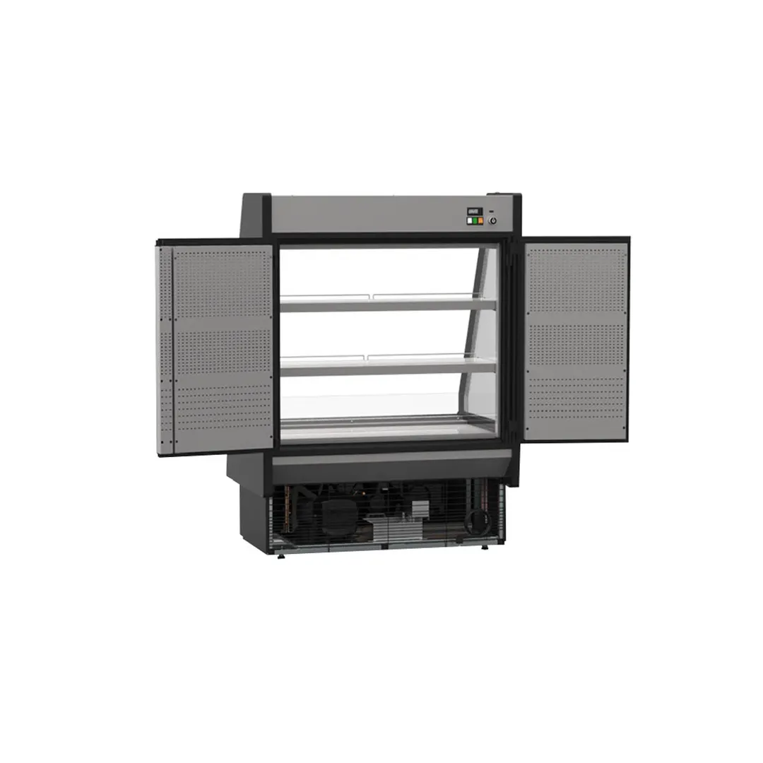 Hydra-Kool KGL-RM-40-S 41" Vertical Open Merchandiser in Silver & Black, Self-Contained, w/ Rear Doors