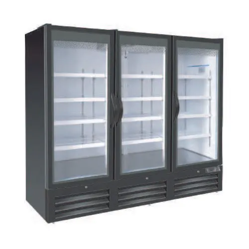 Kool-It KGR-78 81" 3-Section Black Merchandiser Refrigerator with Glass Door