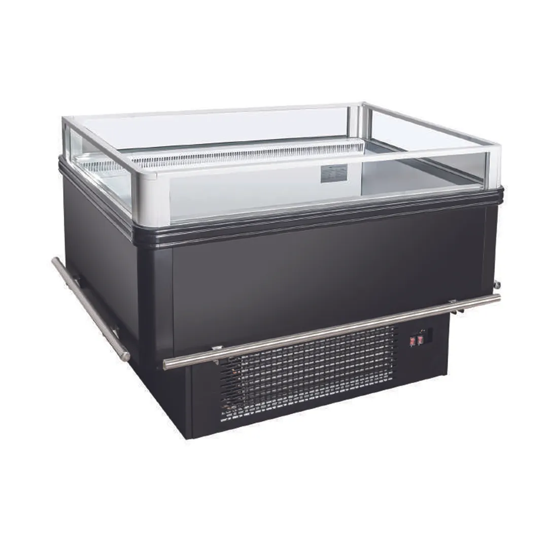 Kool-It KII 350 80" Island Showcase Open Merchandiser in Black, Dual Temperature, Open Flat, 12.7 cu.ft