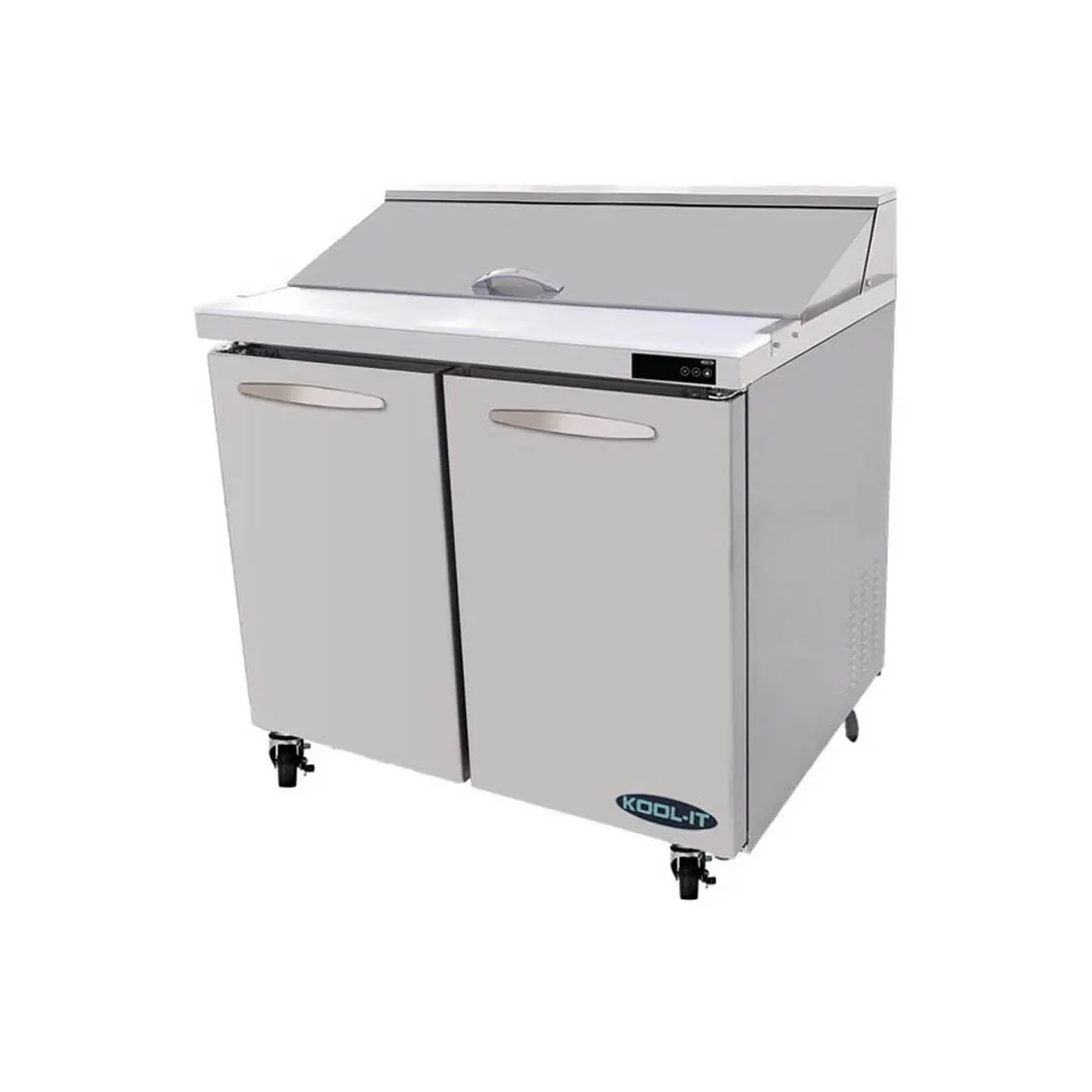 Kool-It KST-36-2 36" Two Section Sandwich / Salad Prep Table w/ 2 Doors, 10 Pans