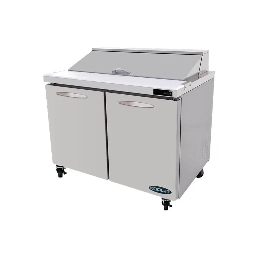 Kool-It KST-48-2 48" Two Section Sandwich / Salad Prep Table w/ 2 Doors, 12 Pans