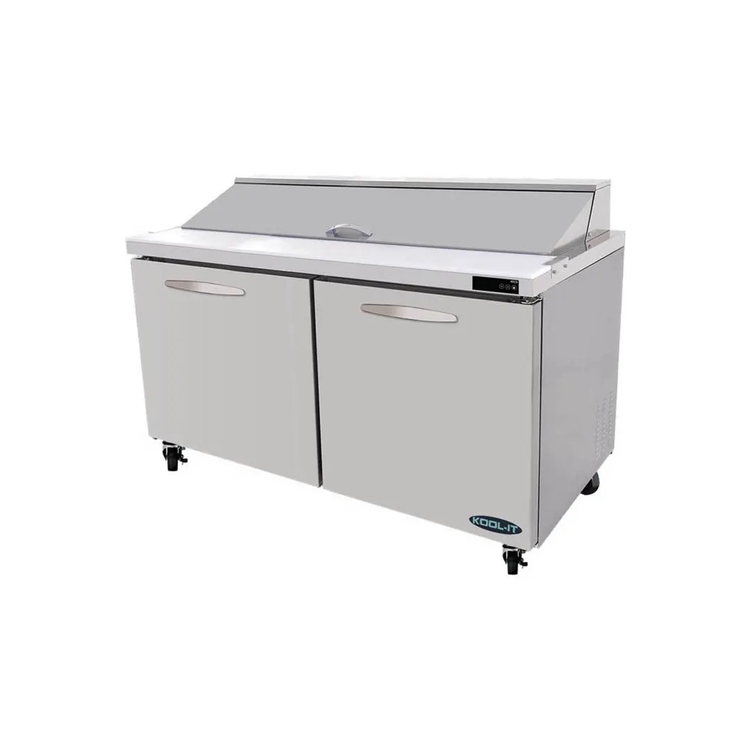 Kool-It KST-60-2 60" Two Section Sandwich / Salad Prep Table w/ 2 Doors, 16 Pans
