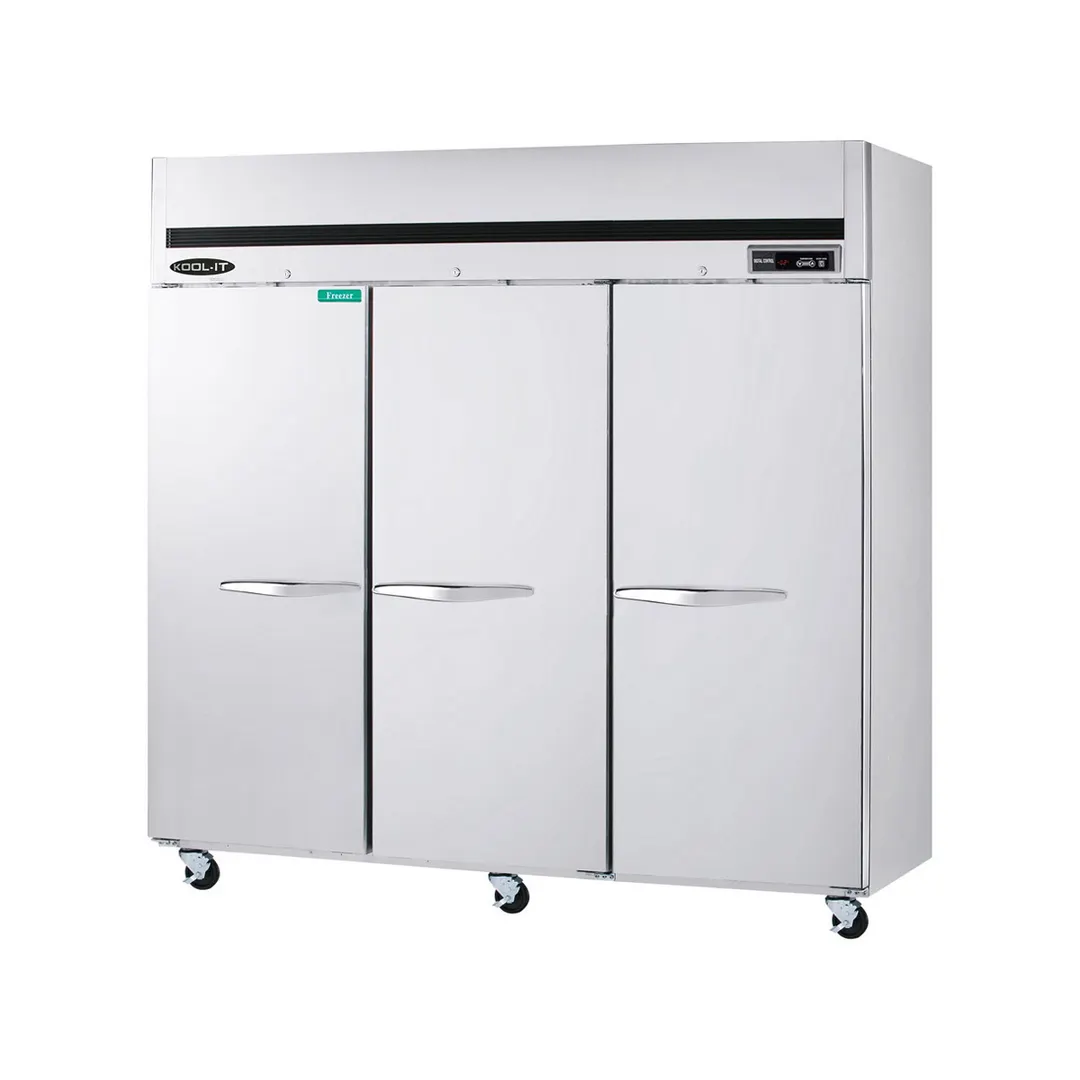 Kool-It KTSF-3 81" 3-Solid Door Reach-In Freezer, Top Mounted, 67 cu. ft., Stainless Steel