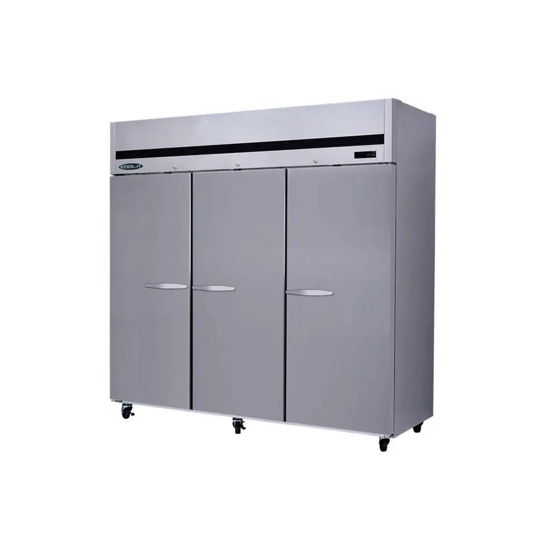 Kool-It KTSR-3 81" 3-Section Reach-In Refrigerator w/ 3 Solid Doors, Top Mounted, Stainless Steel, 67 cu. ft.