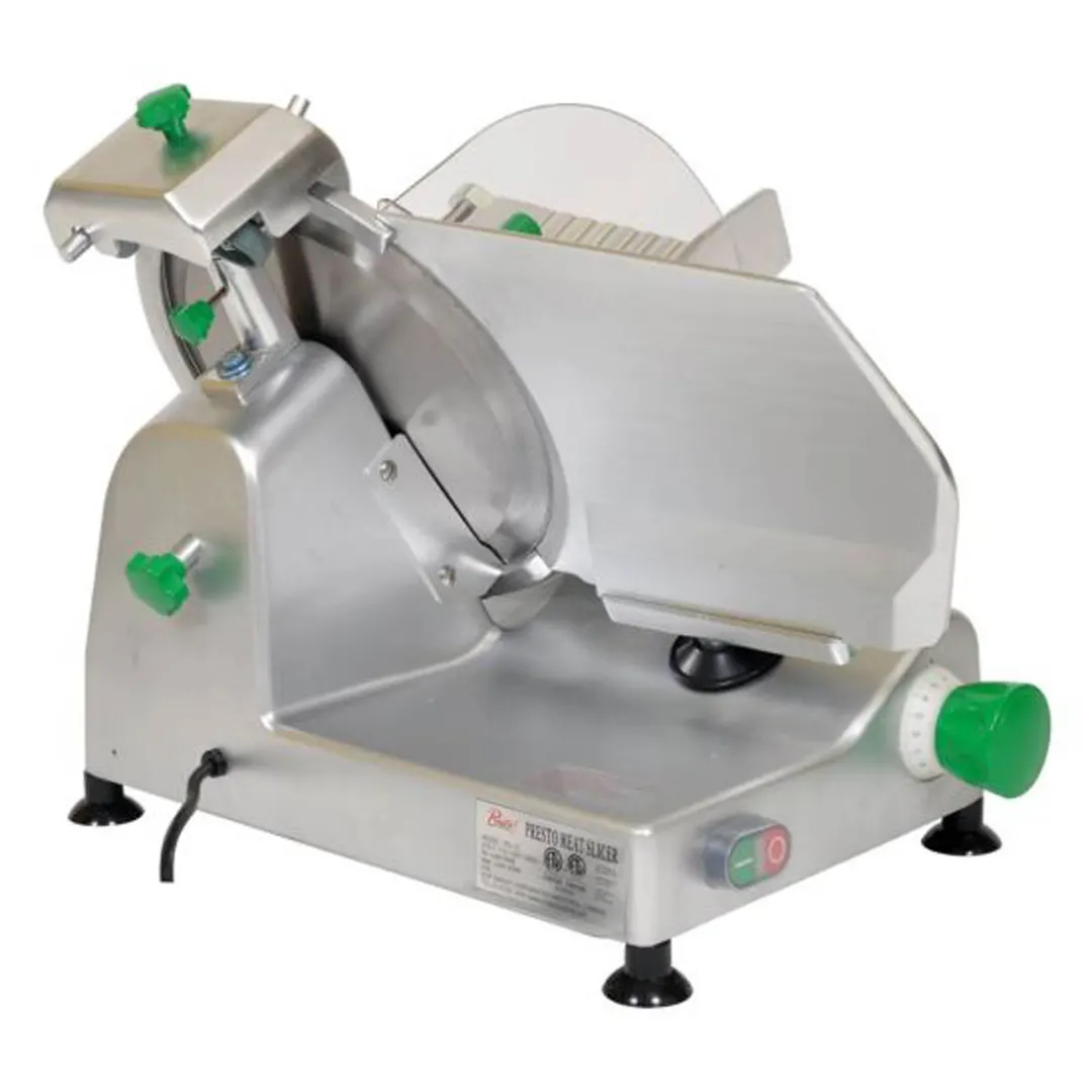 Primo PS-12 Meat Slicer – 12" Blade, 1/3 HP Belt-Driven, Anodized Aluminum, Removable Carriage, Built‑In Sharpener