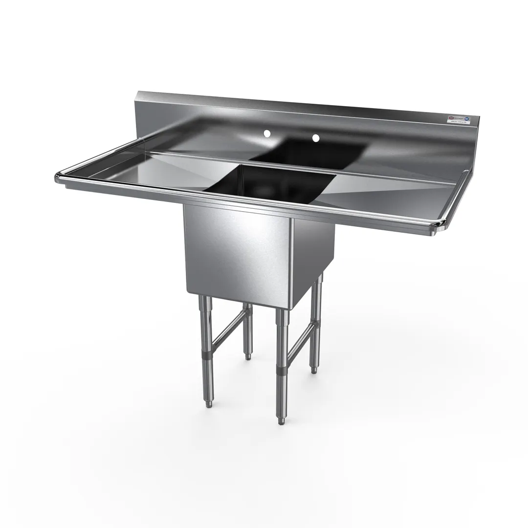 NBR Equipment 1SS-182414LR24 69.25" One Compartment Sink, 18"W x 24"L Bowl With 2 Drainboards