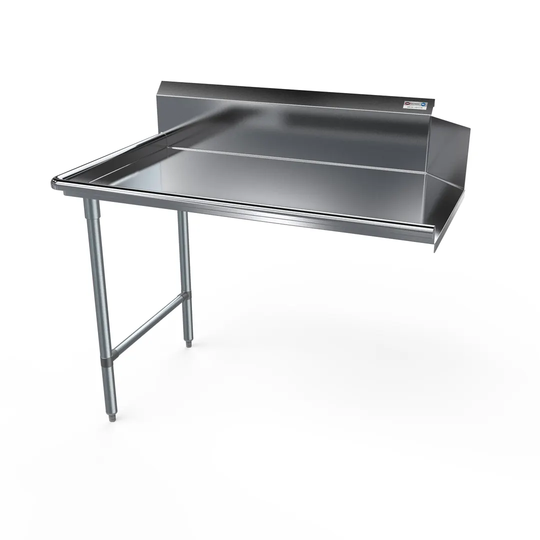 NBR Equipment CDT-72L 72" Clean Straight Dishtable w/ Left Table, 10" Backsplash, Galvanized Legs