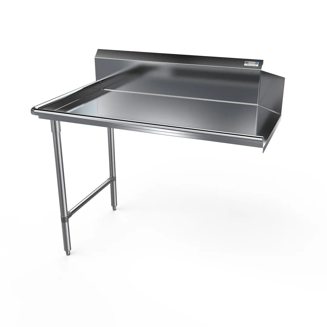 NBR Equipment CDT-96L-16 96" Clean Straight Dishtable w/ Left Table, 10" Backsplash, Steel Legs
