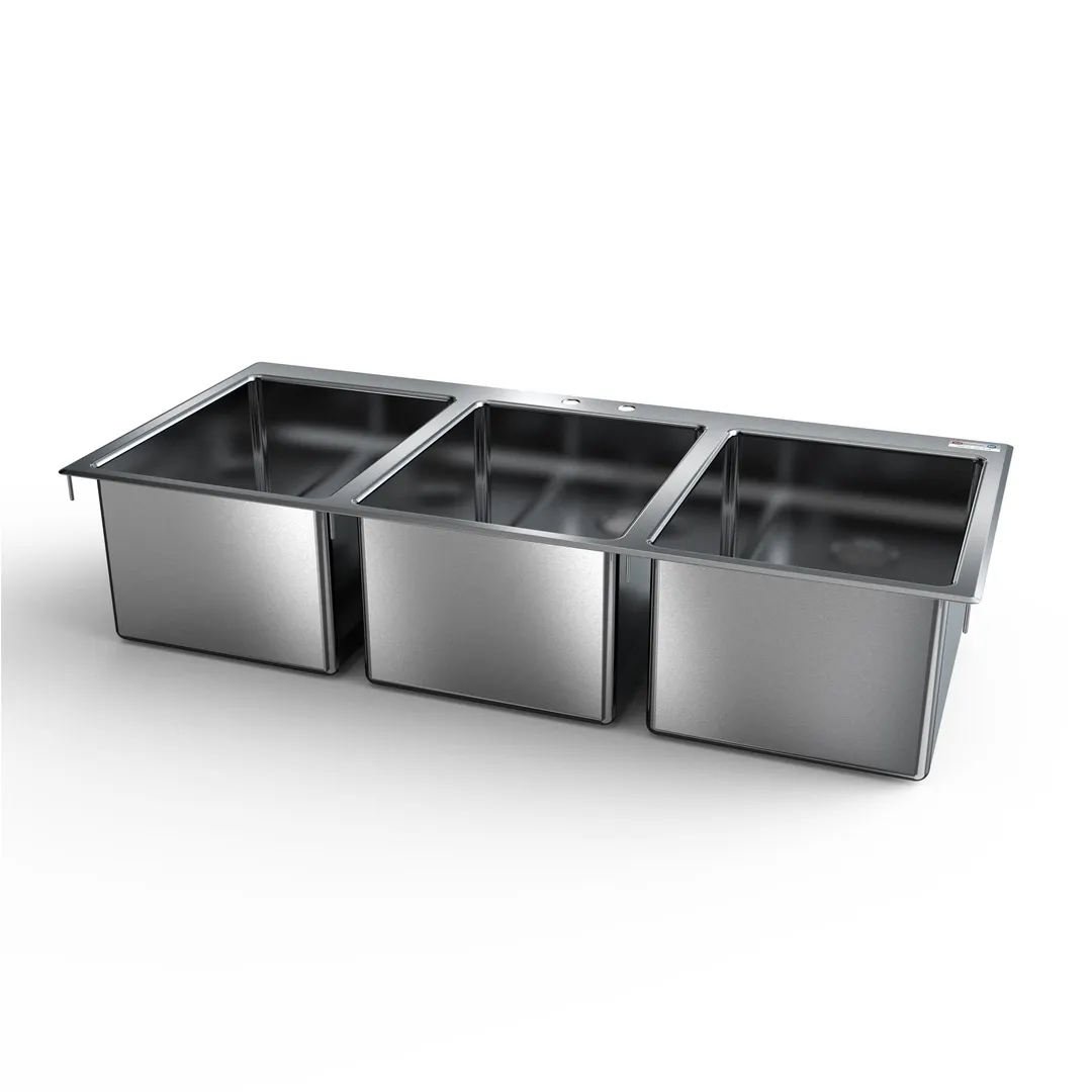 NBR Equipment DI-3-162012 Drop-In Sink, Three-Compartment