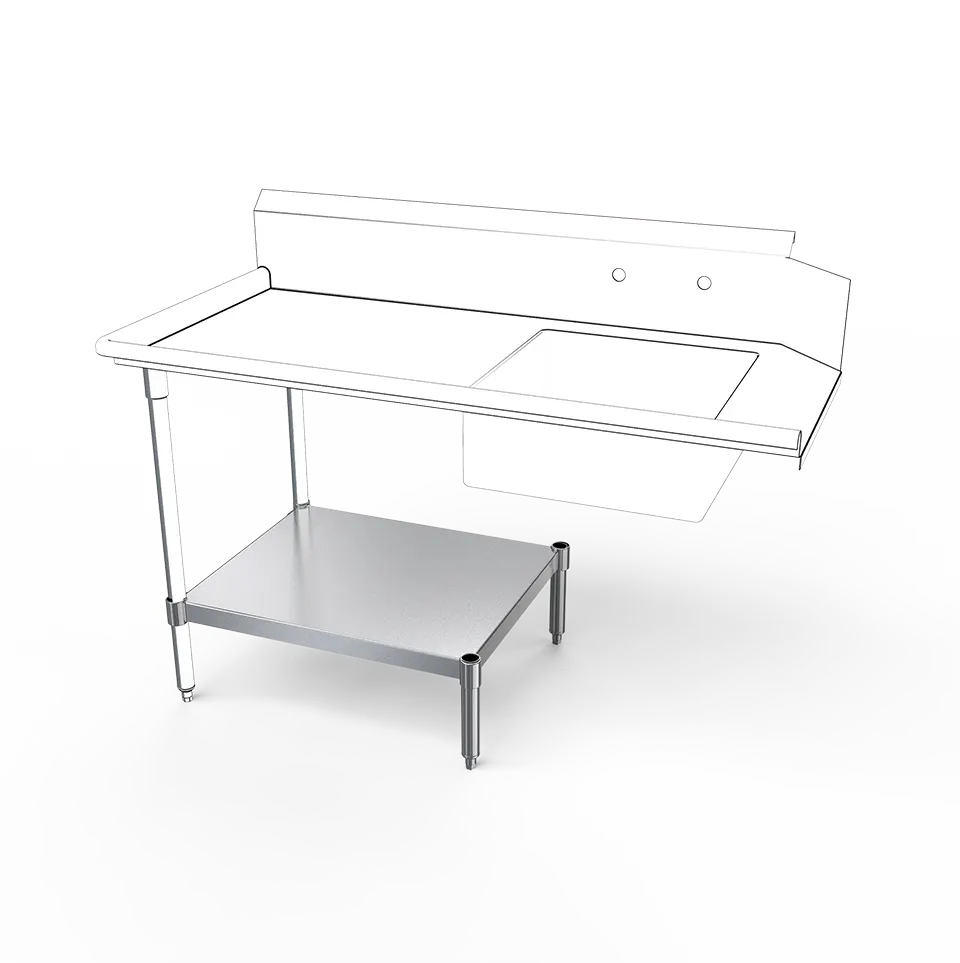 NBR Equipment DTU-S72 65" Dishtable Undershelf w/ 24-1/8"D, 18-Gauge Stainless Steel Shelf