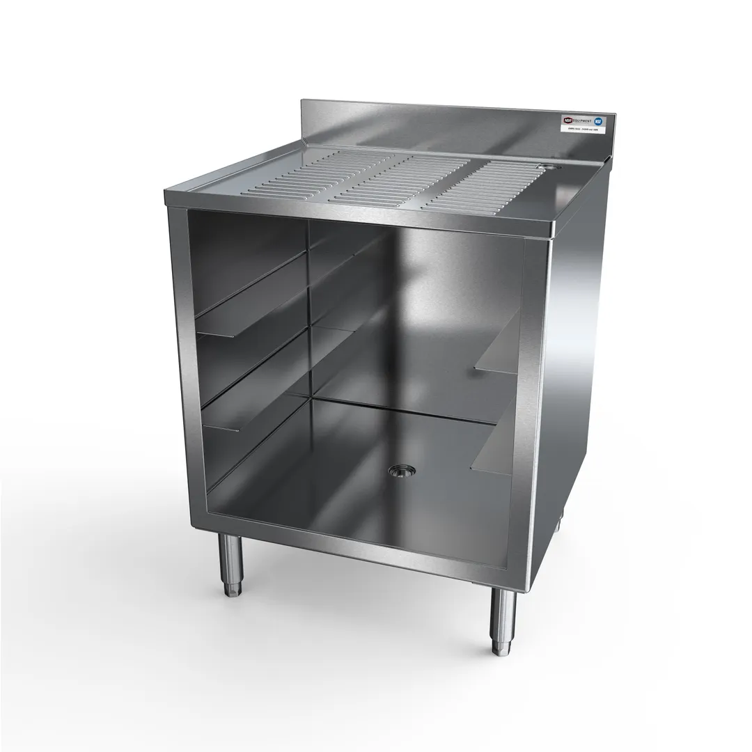 NBR Equipment GRC24-3 Underbar Glass Rack Storage Unit w/ Drainboard Top, 3-Rack Capacity