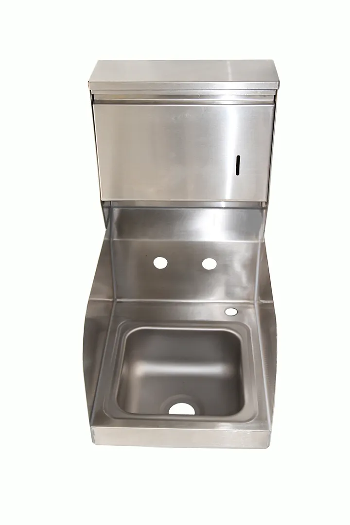 NBR Equipment HS1-W2-LR-TD 9" Wall Mounted Hand Sink without Faucet / with Soap&Towel Dispenser-18 g