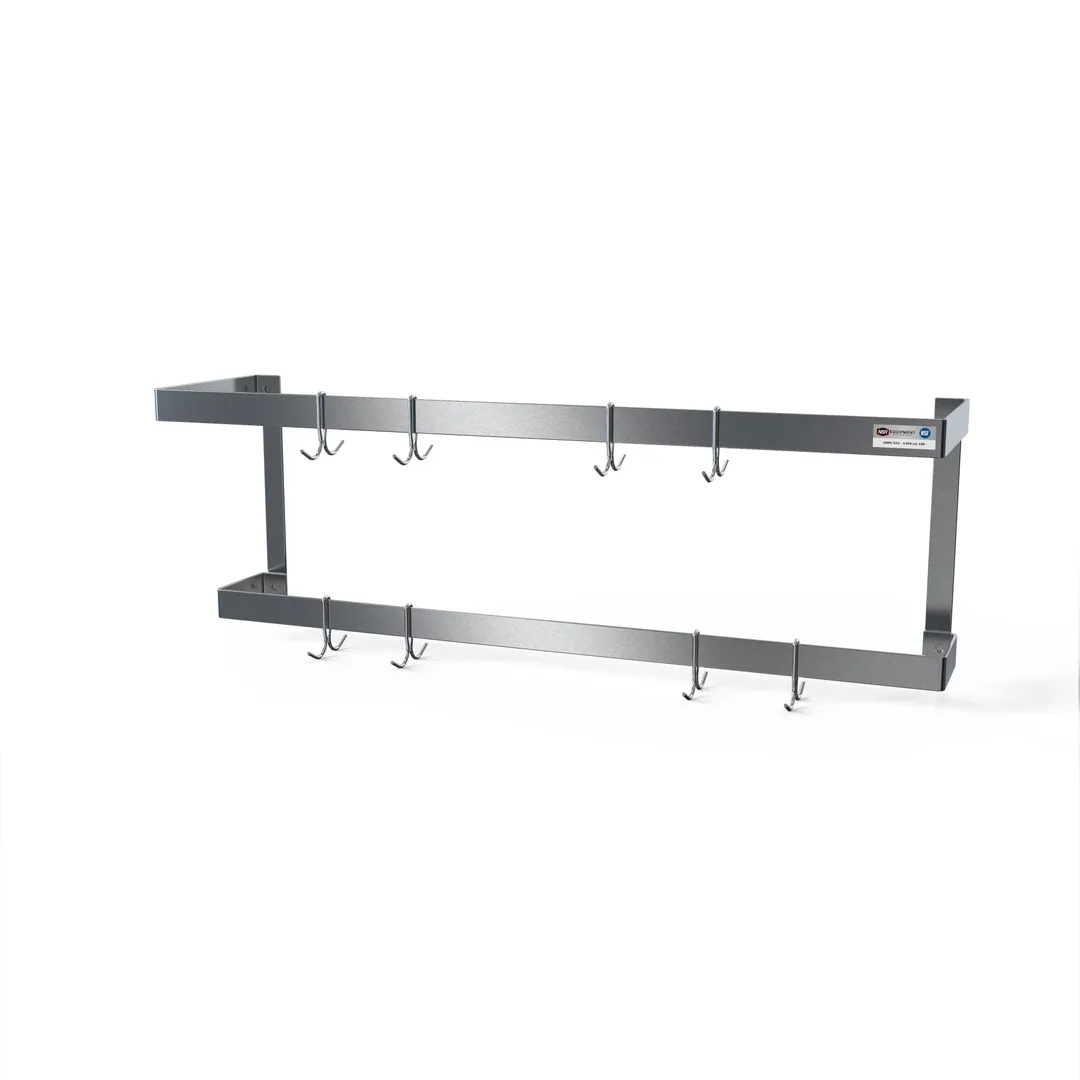 NBR Equipment PR2-6 Stainless Steel Wall Mounted Pot Rack with 12 Hooks