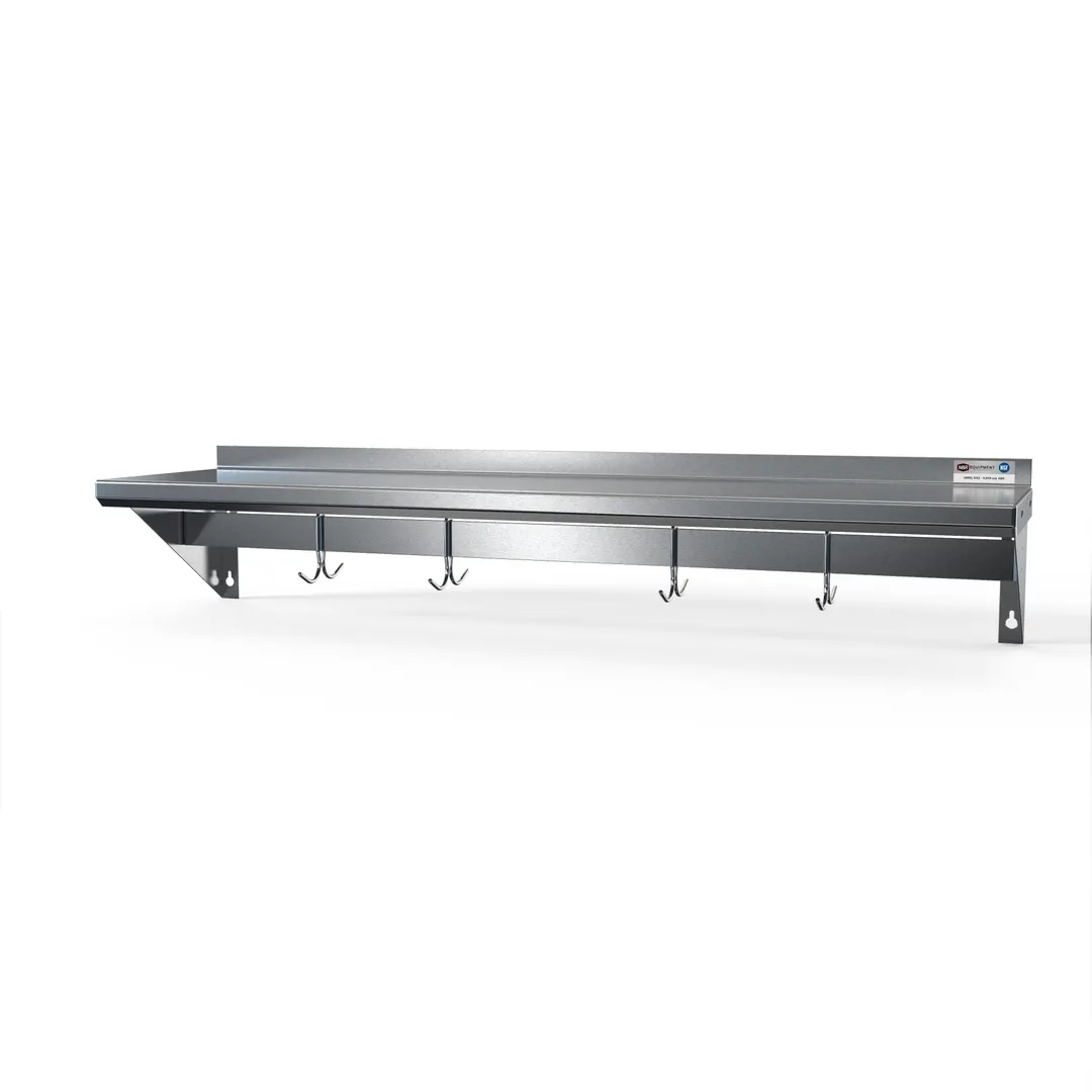 NBR Equipment PS-1272 Stainless Steel Wall Mount Shelf - 72"W x 12"D