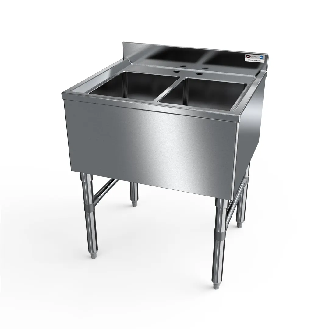 NBR Equipment UD-2-101410-24 Premium Underbar Sink Unit, 2 Compartment without Drainboard