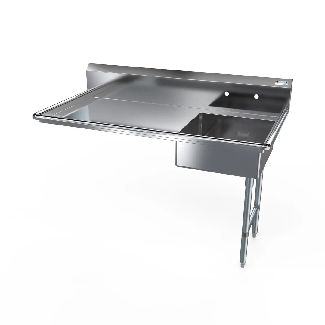 NBR Equipment UDT-60R Undercounter Soiled Dishtable w/ Sink On Right, 10" Backsplash