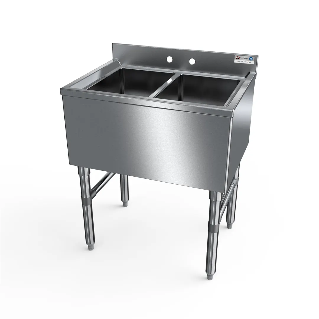 NBR Equipment UW-2-101410-24 Slim-Line Underbar Sink Unit, 2 Compartment without Drainboard