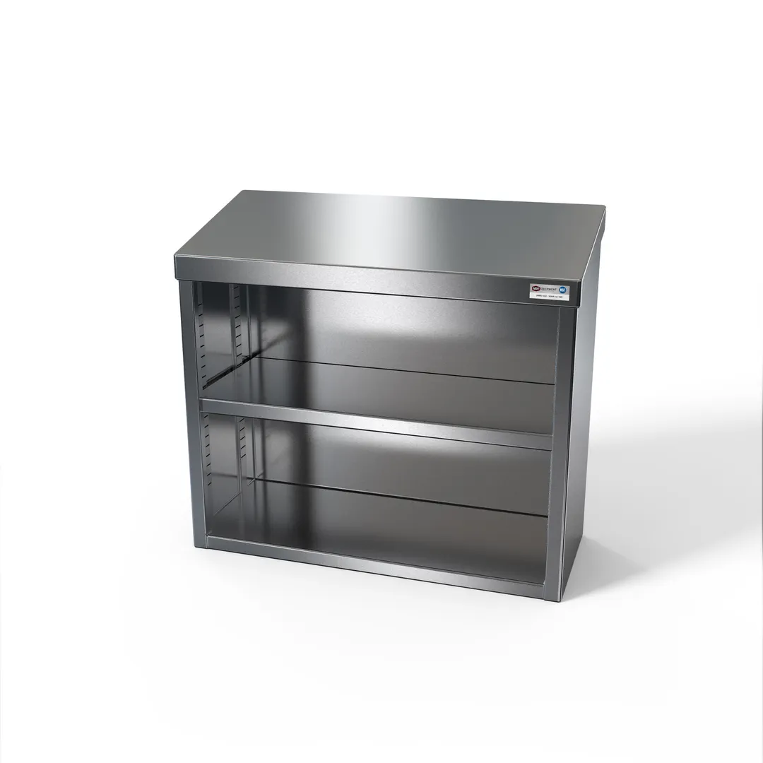 NBR Equipment WCO-1530 30" Open Front Wall Mount Stainless Steel Cabinet, 30"W x 15"D x 32-5/8"H, Adjustable Shelf, NSF