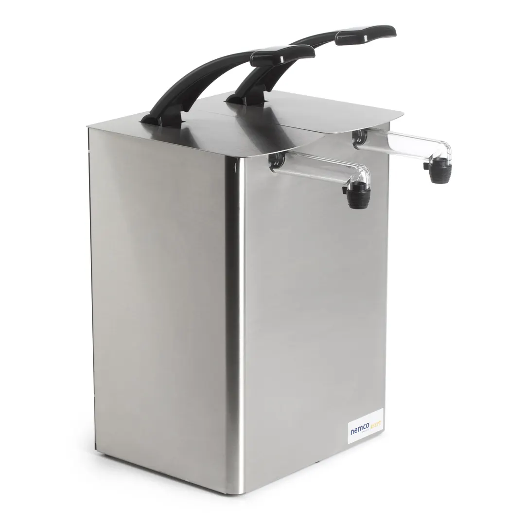 Nemco 10962 Condiment Pump, 10.875"W x13.25"D x18.75"H, SS, Fits 1.5 Gal Pouches, 2‑Setting, 2 Heads