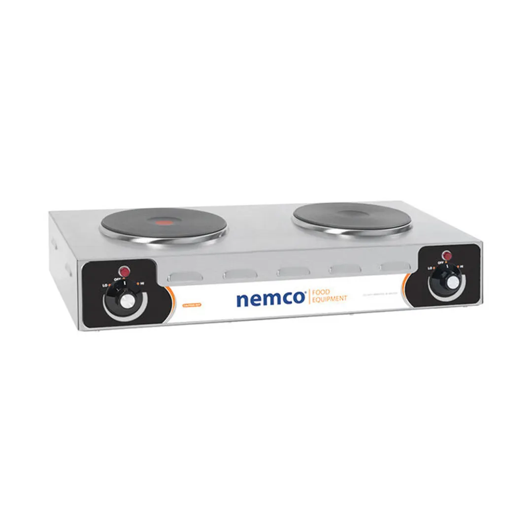 Nemco 6310-2-240 24 1/8" Electric Countertop Hotplate w/ (2) Solid Burners, Horizontal Design, Manual Controls, 3.0 kW, 240v