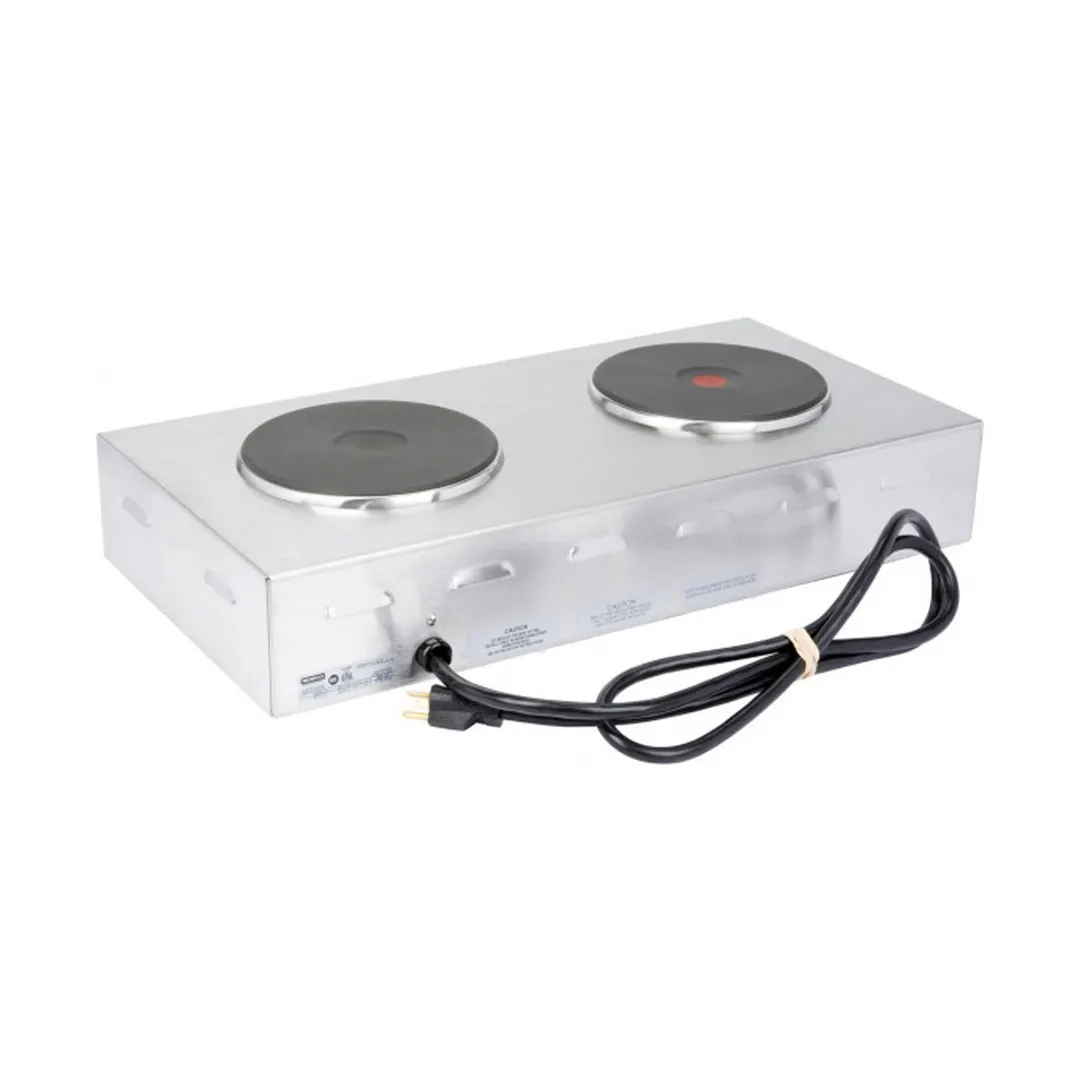 Nemco 6310-2 24 1/8" Electric Countertop Hotplate w/ (2) Solid Burners, Horizontal Design, Manual Controls, 2.0 kW, 120v