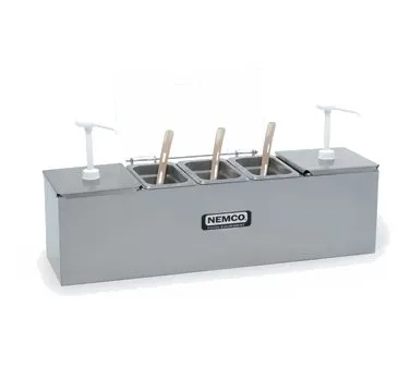 Nemco 88100-CB-2 Roll‑A‑Grill Station, Ct, 25.75"W x 8"D, SS, 2H Pump, 2 × 3‑qt & 3 × 1.1‑qt Pans