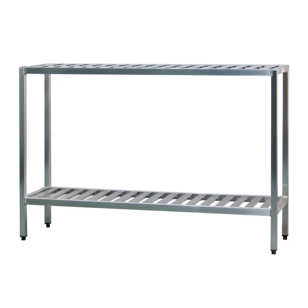 New Age 1027TB NSF 2-Shelf All Welded Aluminum T-Bar Shelving Unit - 60" x 24" x 48"