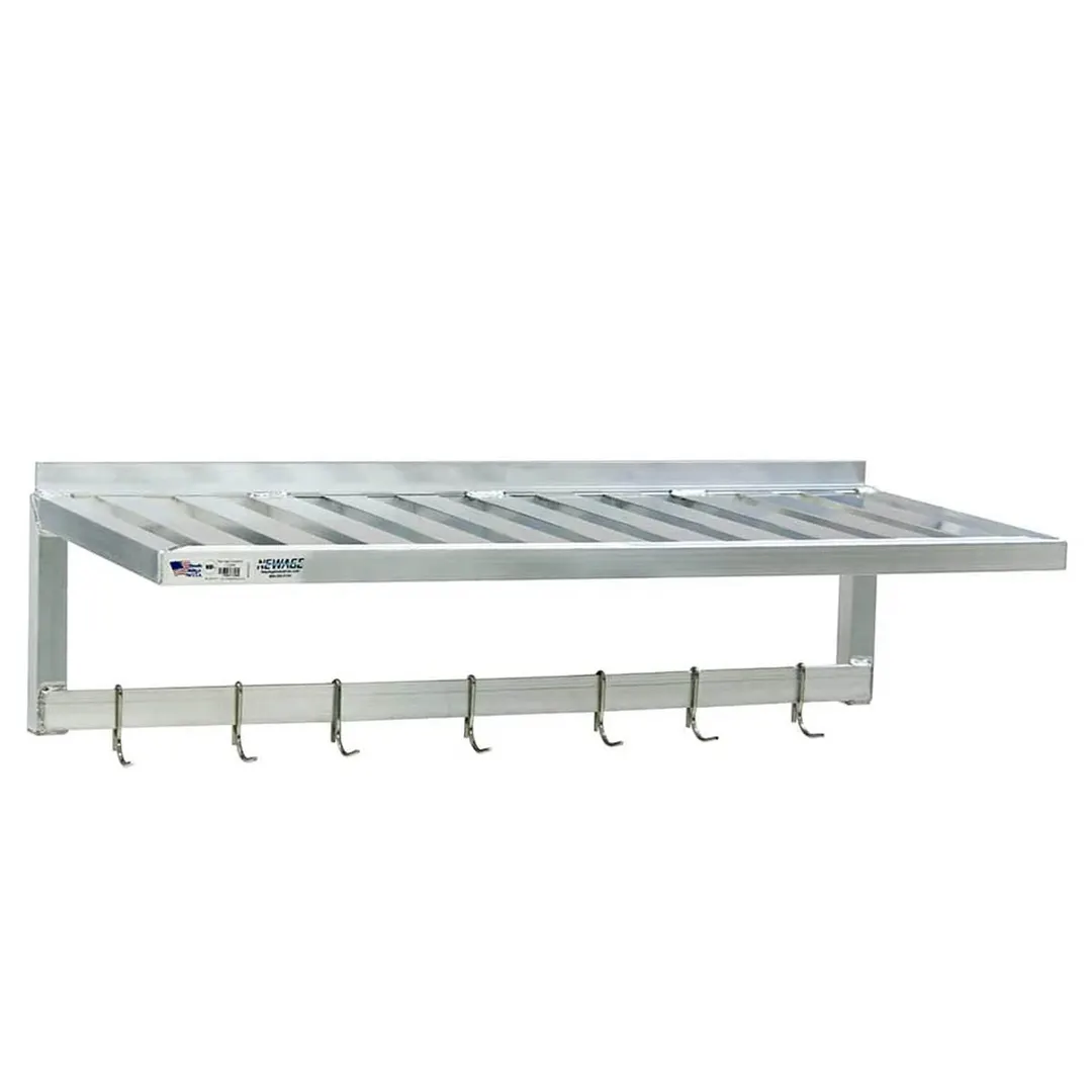 New Age 52924 Aluminum T-Bar Wall Mounted Shelf w/ Pot Rack - 60" x 20"