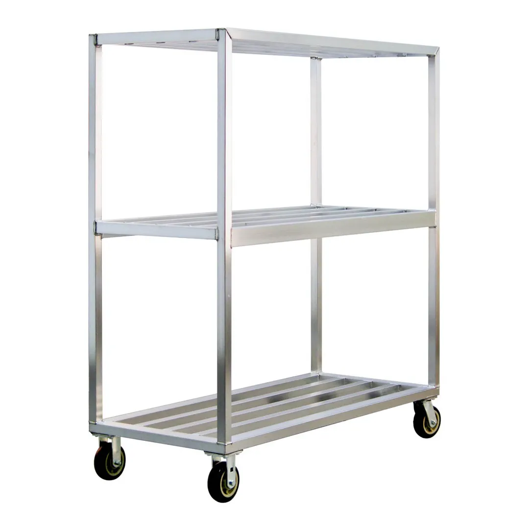 New Age 1152 3-Shelf Vented Aluminum Flat Shelf Truck, 63x27x71, 2600 lbs, NSF