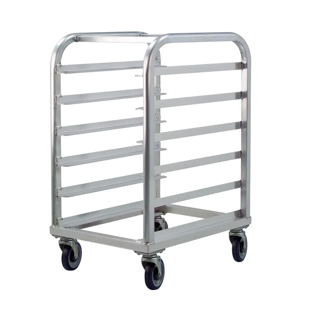 New Age 1162 6 Shelf End-Load Mobile Heavy Duty Aluminum Platter Rack with 5" Bottom Load Slides