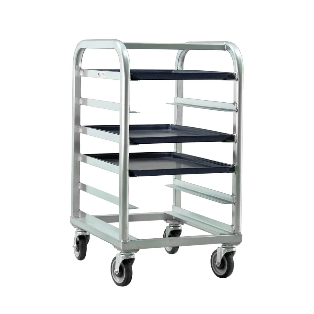 New Age 1162 6 Shelf End-Load Mobile Heavy Duty Aluminum Platter Rack with 5" Bottom Load Slides