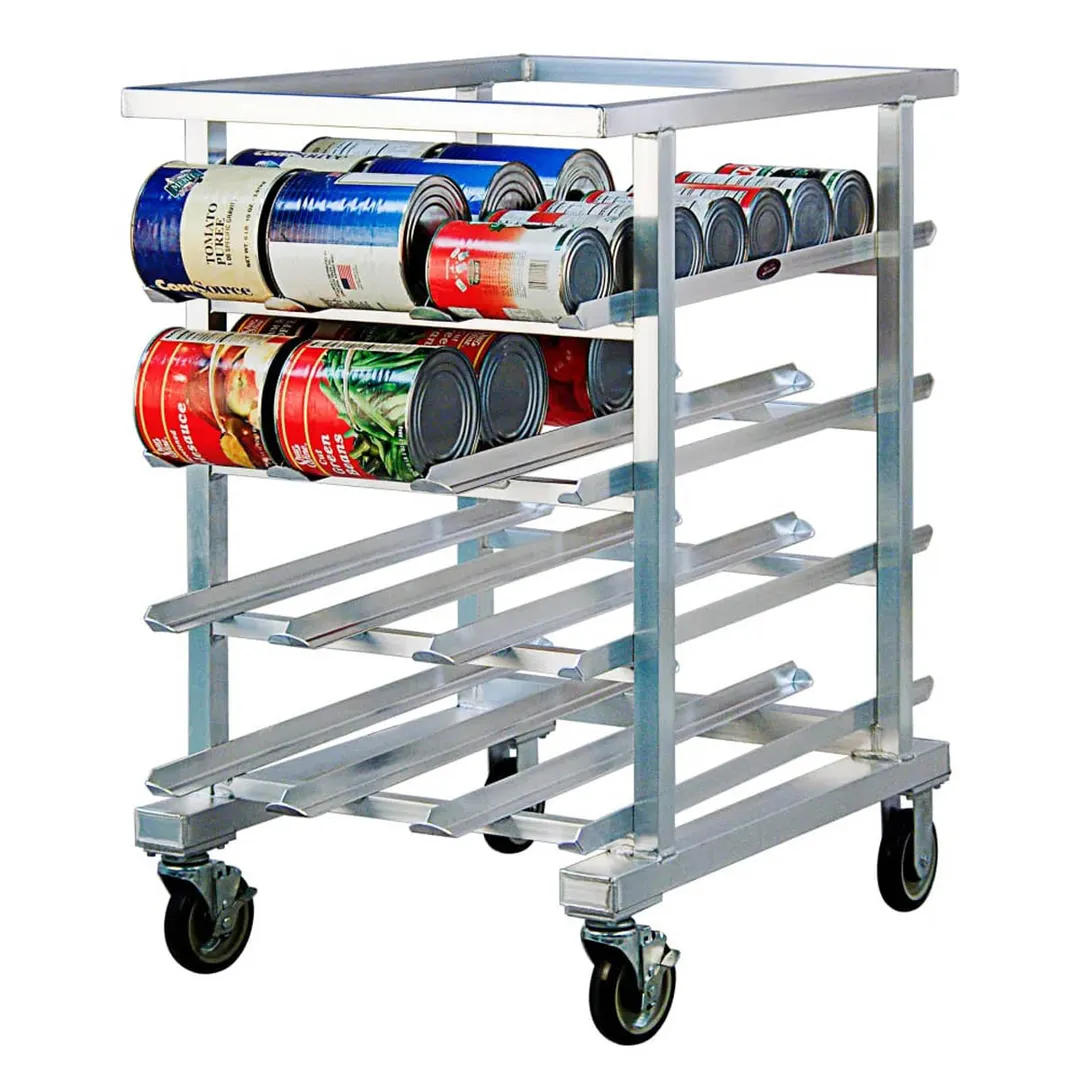 New Age 1226NT Aluminum Mobile Can Storage Rack w/ 72 #10 Cans Capacity and Half-Size