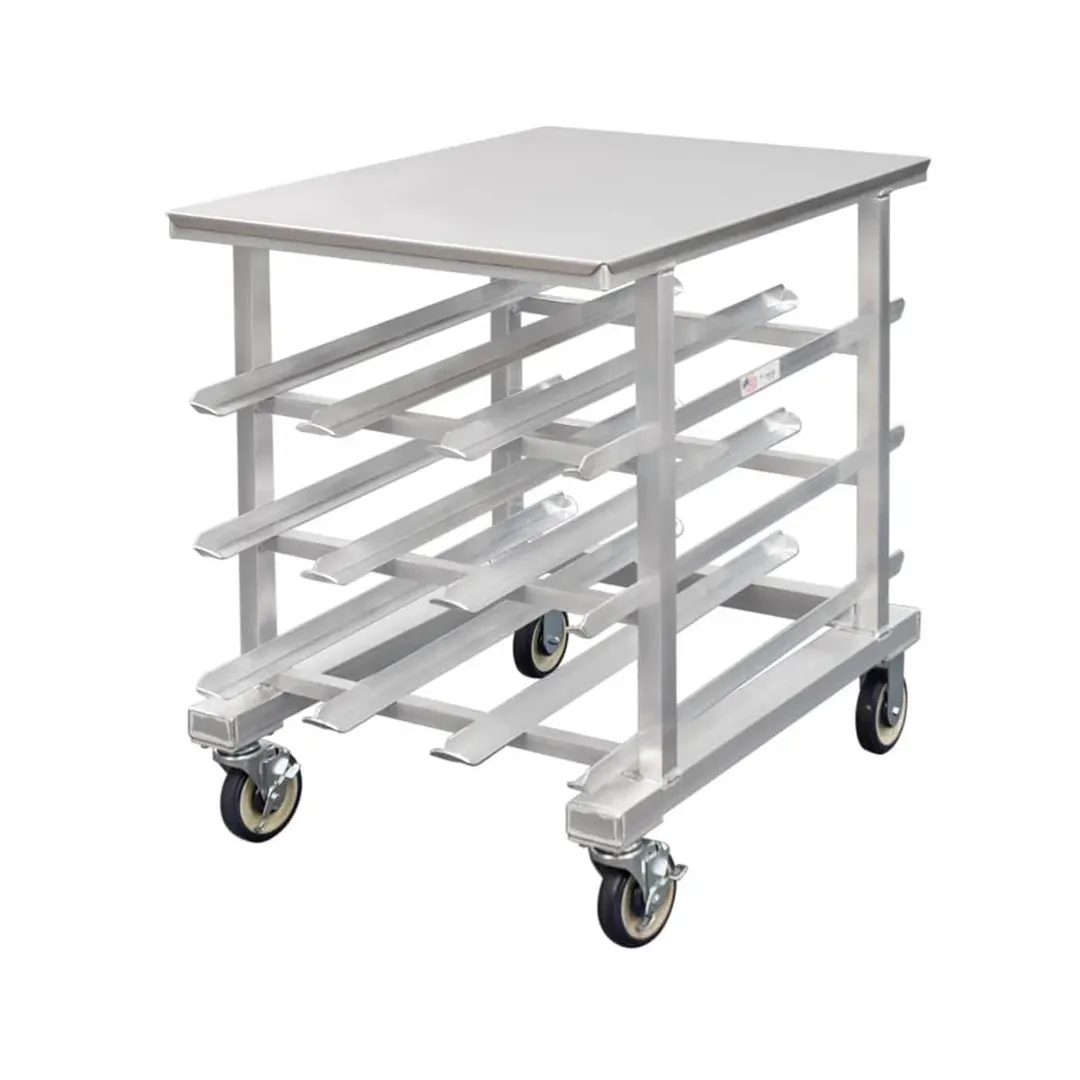 New Age 1235 Aluminum Mobile Can Storage Rack with 54 #10 Cans Capacity and Stainless Top