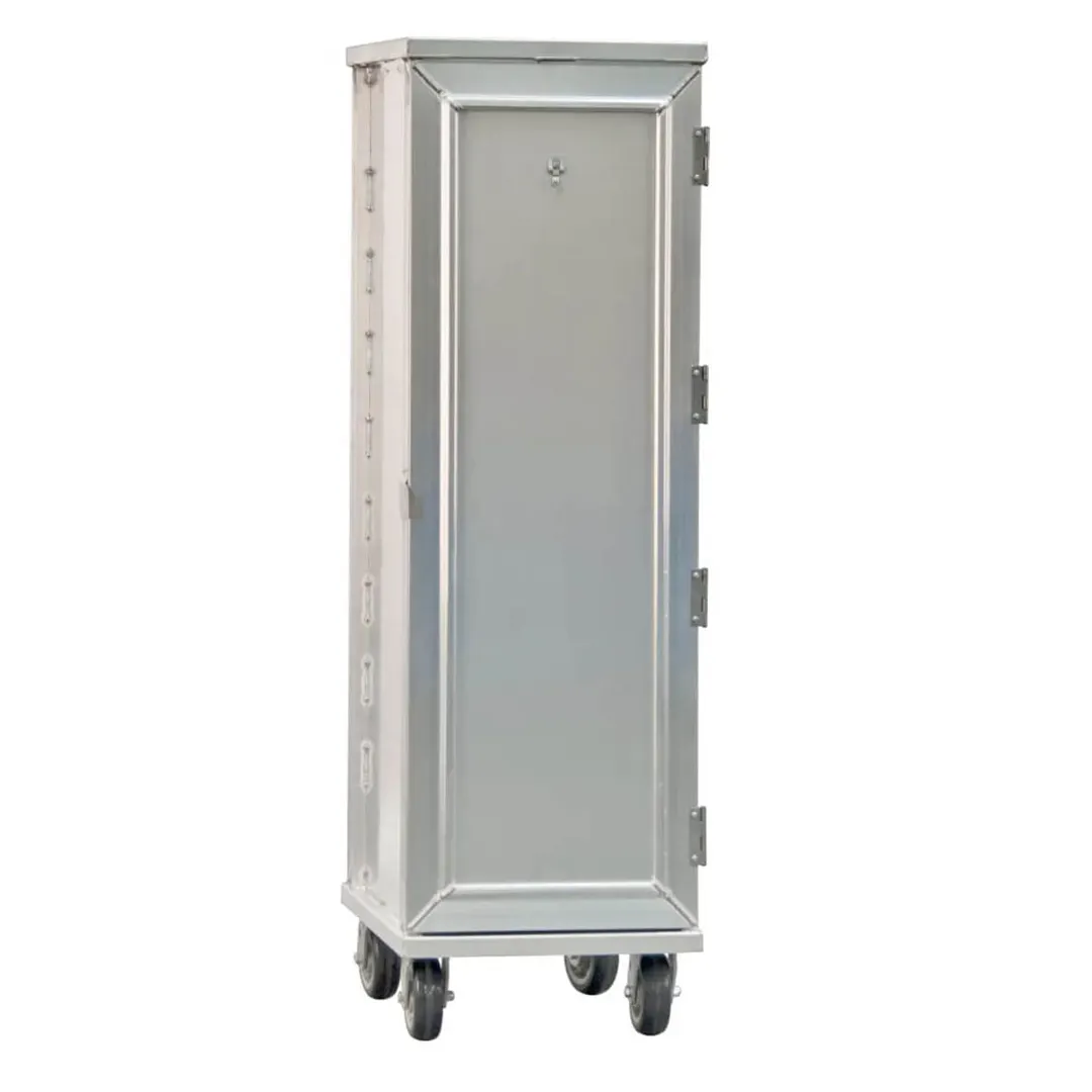 New Age 1292 38 Pan Aluminum Mobile End Load Enclosed Sheet Pan Rack w/ 1 1/2" Bottom Load Slides
