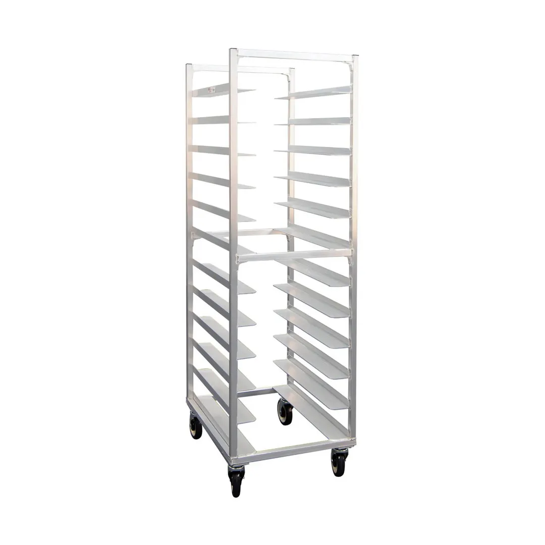 New Age 1305 12 Pan End Load Aluminum Universal Bun / Sheet Pan Rack w/ 5" Bottom Load Slides