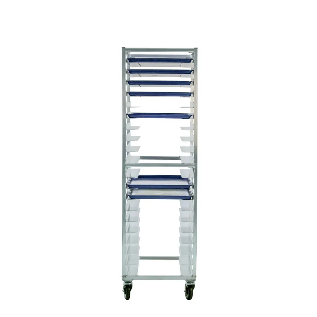 New Age 1306 20 Pan End Load Aluminum Universal Bun / Sheet Pan Rack w/ 5" Bottom Load Slides