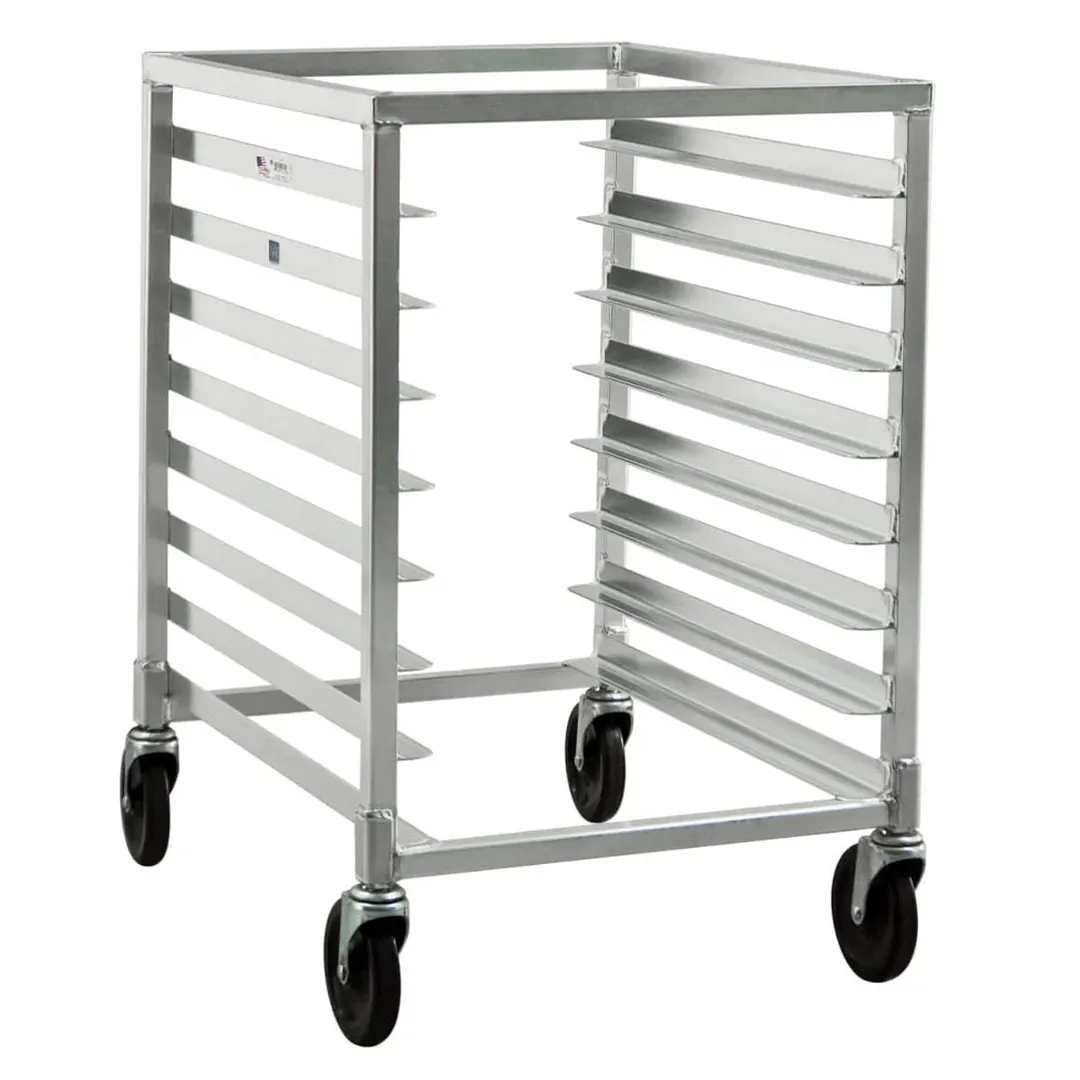 New Age 1314 8 Pan Undercounter End Load Aluminum Bun / Sheet Pan Rack with Open Sides